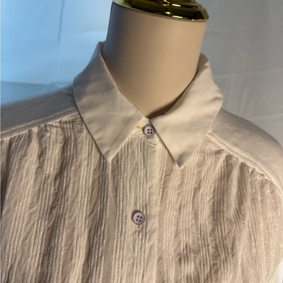 Anthropologie White Blouse Relaxed Fit Button-Down - Picture 5 of 8